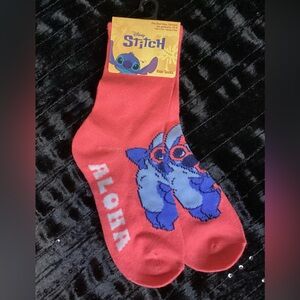 Disney Aloha Stitch Red Casual Socks Sizes 10-4 (3 Kids Socks for $15)
